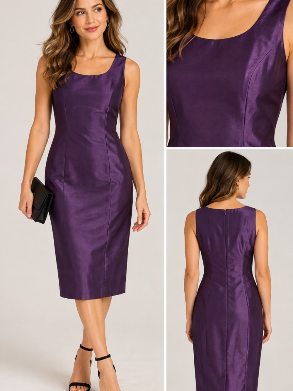Coldwater Creek Purple Satin Dress 6 Witchy Gothic Halloween Cocktail Midi